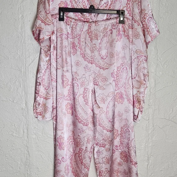 Valerie Stevens Intimates Pink Paisley Floral  Pajama Set Size XL - Picture 6 of 13